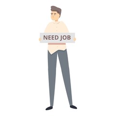 Student need job icon cartoon vector. Computer question. Laptop work