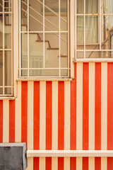 House with red and white stripes located in Numana, Riviera del Conero, Marche - Italy