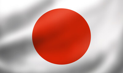 National Flag of Japan. 3D rendering waving flag High quality image. Original colors, sizes and shapes.