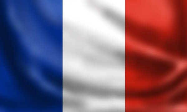 National Flag of  France. 3D rendering waving flag High quality image. Original colors, sizes and shapes.