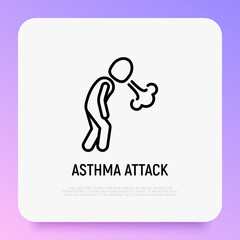 Asthma attack thin line icon. Shortness breathing. Symptom of respiratory disease. Modern vector illustration.