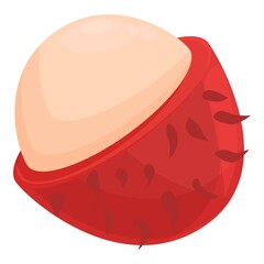 Fruity rambutan icon cartoon vector. Tropical fruit. Thai rambutan