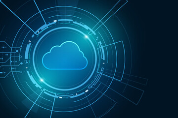 Obraz premium Modern cloud technology futuristic, online storage, work from home 