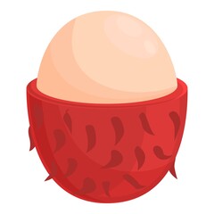 Ripe rambutan icon cartoon vector. Delicious fruit. Sweet rambutan