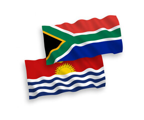 Flags of Republic of Kiribati and Republic of South Africa on a white background