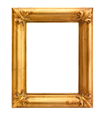 Marco de madera antiguo dorado para enmarcar cuadros . Golden antique wooden frame for framing pictures.