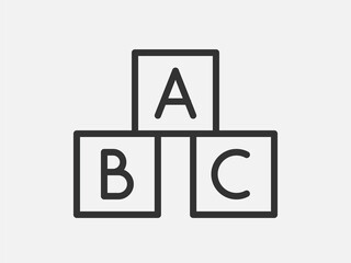ABC cubes toy icon on white background. Line style vector illustration.