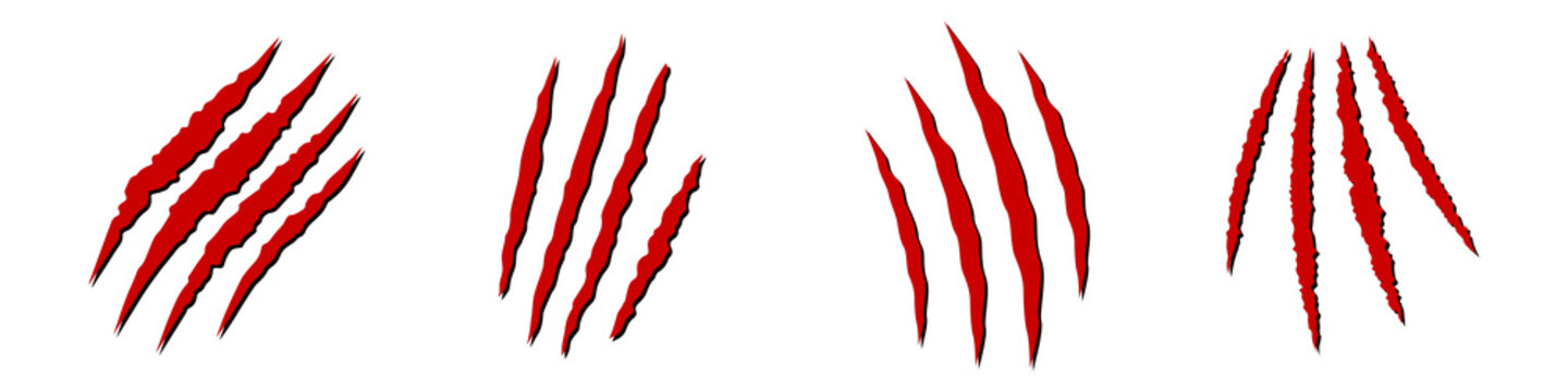 Animal claws scratches icons set. Collection of scratched claws.