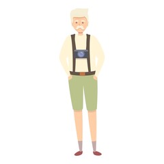 Grandfather tourist icon cartoon vector. Senior travel. Old man character