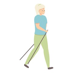 Fototapeta premium Granny sport walking icon cartoon vector. Senior travel. Old woman