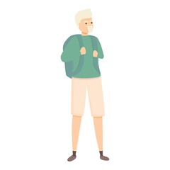 Fototapeta na wymiar Hiking grandpa icon cartoon vector. Travel senior. Retirement person