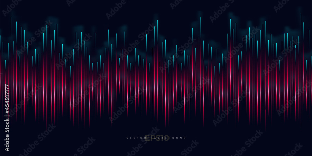Poster wave vector element with abstract colorful lines on black background. data flow vector illustration 
