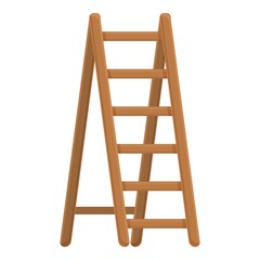 Wood ladder icon cartoon vector. Tree garden. Lawn worker