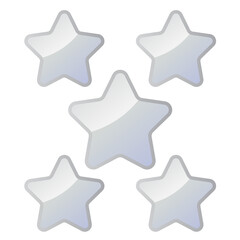 Five Silver Shiny Stars - Amazing vector icon of five silver rounded stars suitable for game, animation, apps, icon, sign, sticker, children book, decoration, and illustration in general - Vector Icon