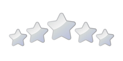 Five Silver Shiny Stars - Amazing vector icon of five silver rounded stars suitable for game, animation, apps, icon, sign, sticker, children book, decoration, and illustration in general - Vector Icon