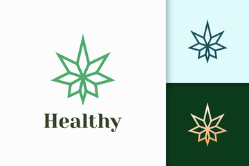 Cannabis or marijuana logo in simple and modern for drug or herbal