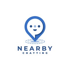 combination of a pin location symbol and a chat bubble, good for chatting apps logo.