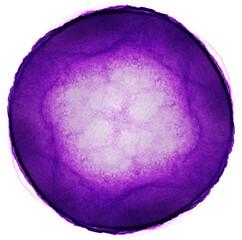 watercolor stain purple dark saturated circle grunge texture on white background