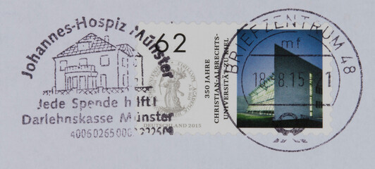 briefmarke stamp gestempelt used frankiert cancel vintage retro alt old slogan werbung johannes...