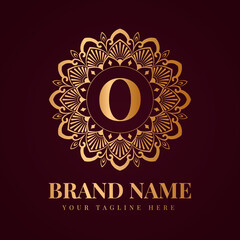 Gold color luxury letter o brand logo design template