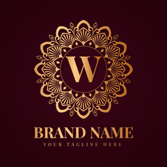 Gold color luxury letter w brand logo design template
