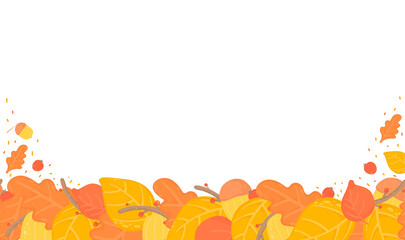autumn leaves seamless background, orange and yellow autumn leafes, branches design. Nature,organic items.Vector