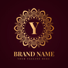 Gold color luxury letter y brand logo design template