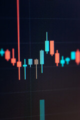 Candlestick chart in financial stock market on digital number background. Forex trading graphic design and Stock market trading trend as concept.	
