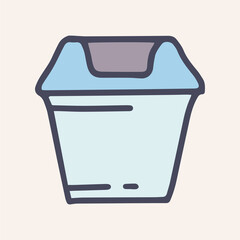 plastic trash can color vector doodle simple icon