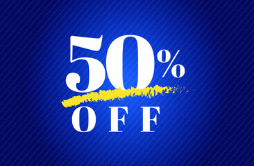 50% off tag fifty percent discount black friday sale white letter blue gradient  background