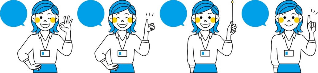 ポジティブな女性と吹き出し