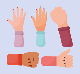 five women hands