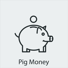 piggy bank icon vector icon.Editable stroke.linear style sign for use web design and mobile apps,logo.Symbol illustration.Pixel vector graphics - Vector