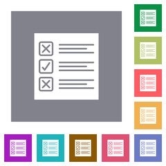 Questionnaire paper solid square flat icons