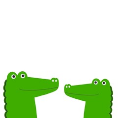 Two crocodiles on a white background.  Wildlife animals