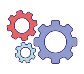 three colored gears