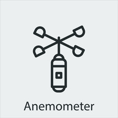 anemometer icon vector icon.Editable stroke.linear style sign for use web design and mobile apps,logo.Symbol illustration.Pixel vector graphics - Vector - obrazy, fototapety, plakaty
