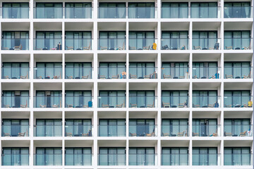 Apartment building balconies front view - 454931960