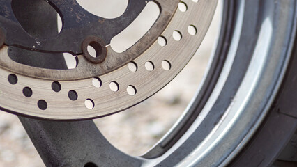 close up of motorcycle brakes