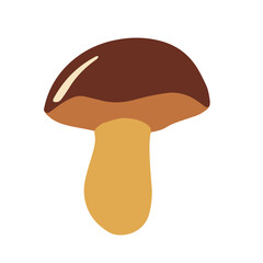 White mushroom vector image. Autumn forest symbol.  Isolated on a white background.