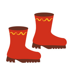 Red rubber boots. Gardening, autumn. Isolated on a white background.