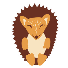 Cute autumn hedgehog character. Vector illustration. Isolated on a white.