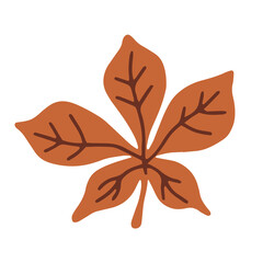 Autumn Fallen orange chestnut leaf. Vector illustration isolated on a white. Autumn symbol.