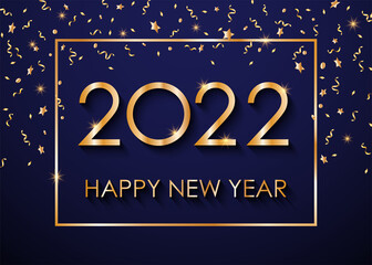 2022 Happy New Year text for greeting card. Vector illustration.