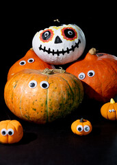 Set of Halloween pumpkins with eyes. Decorations for Halloween and Day of the Dead - Dia de los Muertos.