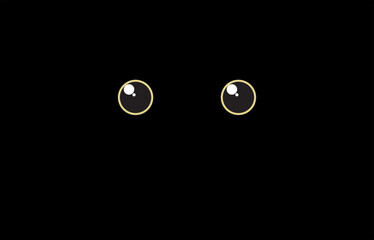 cat's eye of a black cat. yellow eyes of a cat in the dark. Vector illustration