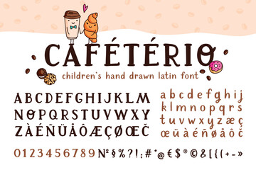 vector kids hand drawn latin serif font - 454935580