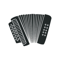 Accordion Instrument Icon Silhouette Illustration. Music Tools Vector Graphic Pictogram Symbol Clip Art. Doodle Sketch Black Sign.