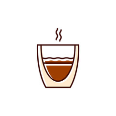 Cappuccino and latte coffee cup flat icon. Color filled symbol. Isolated vector illustration