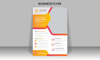 Abstract Corporate Business vector template design  for Flyer, Annual Report, Magazine, Poster, Corporate Presentation, Portfolio, Flyer, an infographic with
yellow and red color size A4.